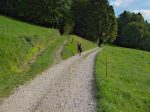 Avant une ferme (Le Roselet) on tourne à droite (chemin de gauche sur la photo). Vue arrière