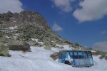 A côté de la télécabine, cette ancienne benne de téléphérique sous le sommet de Bettmerhorn