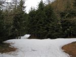 P1655, on continue sur la route, donc à droite (tout droit c'est un cul de sac), l'épaisseur de la neige est suffisante, très peu de portage.