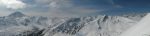 Vue panoramique vers le Vélan, Becca Colinte (1 plan), Monts Telliers (2 plan) et Pointe Walker des Grandes Jorasses au fond à droite avec un petit bout du Mont-Blanc.