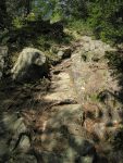 Le sentier est taillé dans la roche