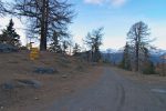 Je pensais passer par La Crevasse, mais la nuit tombe, donc je vois sur un panneau que j'ai juste le temps (30') pour le Col des Planches. Je prends donc cette route en terre. On retrouve les chemins officiels. Fin du hors piste !