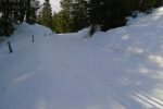 Après un raccourci, je rejoins la route, piste de ski de fond