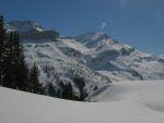 Un peu de skating pour sortir de ce creux du vallon. Vue imprenable sur le massif des Diablerets