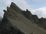 La Pointe d'Aufalle, le passage clef, avec la chaine, est dans la fissure au centre de la photo