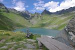 Depuis la cabane vue sur le lac de Louvie et Becca d'Age