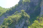 Sur la droite le couloir raide qu'il faudra remonter jusqu'à son milieu