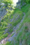 Le couloir raide. Je l'ai remonté par le lit du ruisseau, pas de II. On le quitte au milieu (haut de la photo) sur la gauche