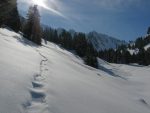 Je parts en direction de Gros Liéry, je vois d'anciennes traces, mais une belle couche de poudreuse me fait brasser. Le rythme s'effondre et je dois faire des pauses régulières pour reprendre mon souffle.