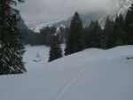 Je redescends vers Liéry Odet, la neige est tellement épaisse, que je dois pousser à la descente, un comble.