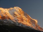 Photo du coucher de soleil sur l'Eiger prise avec le compact.