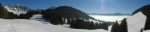 Vue panoramique depuis la cabane vers les Alpes