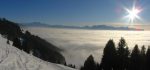 Vue arrière sur le Léman et les Alpes ainsi que le stratus toujours plus beau vu d'en haut !