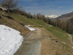 Environ 1700m, fin de la neige, soupir ! on a profité au maximum des plaques de neige, mais il faut désormais porter. Les joies du ski de printemps !