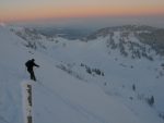 On descend versant O sous La Dôle, 15cm de poudreuse sur aucun fond mais avec beaucoup de cailloux, l'horreux pour les skis !