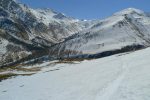 Et on arrive dans les pentes au-dessus de Léchère-Dessus, neige pourrie