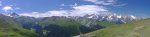 Vue panoramique depuis la Vuardette, du Combin de Boveire, au Lac des Toules jusqu'au massif du Mont-Blanc
