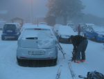 De retour au parking, avec la neige tombée, nous avons pu skier jusqu'à la voiture : +3cm de neige, mais les semelles des skis fraichement révisées ont quand même des séquelles !