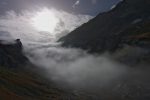 Voilà la brume depuis le Petit Col Ferret. Vue arrière