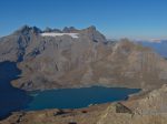 Vue sur le lac de Salanfe et les Dents du Midi et son glacier de Plan Névé