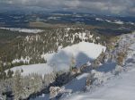 Depuis la crête Petites Roches, vue plongeante sur Le Sollier où nous passerons à côté lors du retour.