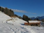 Les Planis, 1040m, on continue sur les traces au dessus de la route.