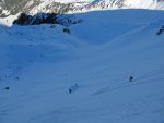 Les pentes avec une neige excellente. On tire à droite pour rejoindre Saxième.