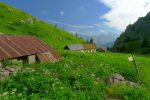 Chalets de Tavaneuse, vue arrière vers les Cornettes de Bise au fond à droite