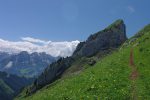 Le chemin est arraché à la pente, gras lors de mon passage et monte parmi les cailloux