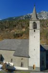 L'église de Salvan, la croix du cuisinier du Titanic se trouve en bas à gauche de la photo