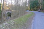 On retrouve la traversée de la route de l'aller. Nous partirons sur la droite via la forêt, plutôt que le long du Sentier du Talent (droit devant)