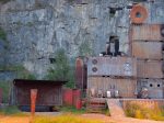 La scène avant le spectacle, la carrière en arrière plan