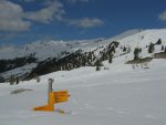 Panneau d'été à peine visible, quoique jaune sur la neige !