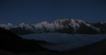 Sur la droite de la cabane, vue sur les Mischabel