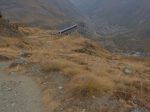 L'arrivée de la télécabine et Zermatt en bas