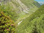 Vue arrière sur le chemin parcouru et la ruine du Pt1924