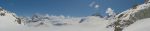 Vue panoramique depuis le col de Bertol (3268m) sur le Glacier du Mont Miné, Dent Blanche à gauche. Fabuleux !
