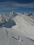 Vue arrière sur Châtillon, le restaurant d'altitude se trouvait au premier tiers, là où il y a bien des traces