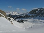 Vue arrière depuis le col vers le lac Lioson et la Gummfluh