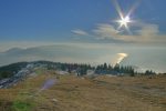 Vue sur le lac de Joux et Ter. Brenet sous la brume.